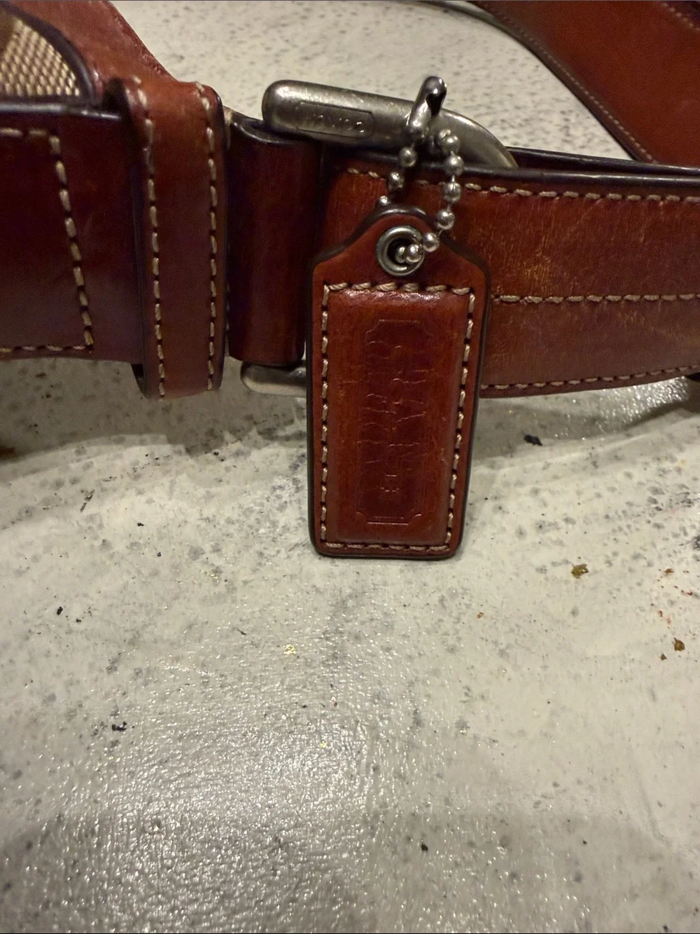 Coach 12328 Beige/Tan Signature Canvas Shoulder Bag with rust Leather Trim - Picture 5 of 9